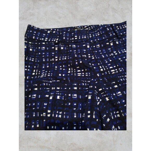 Ann Taylor Ladies flat front pockets blue white spandex blend pants size 8 - Picture 7 of 11